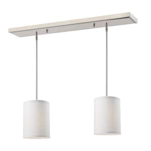 Albion 2-Light Brushed Nickel Chandelier with Fabric Shade