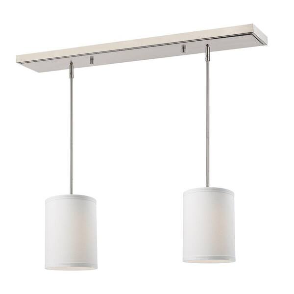 Unbranded Albion 2-Light Brushed Nickel Chandelier with Fabric Shade