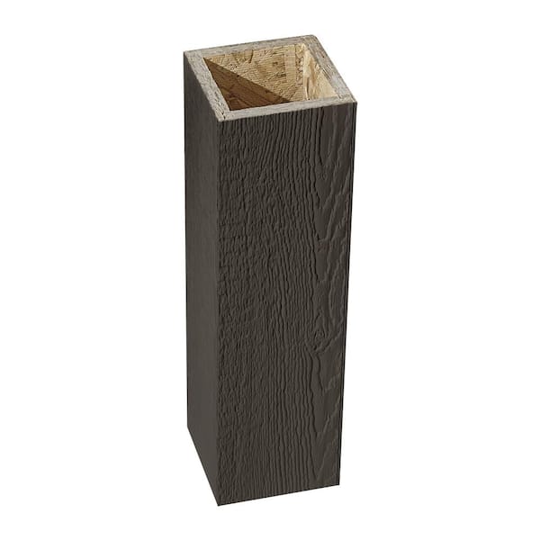 DIAMOND KOTE 6 in. x 6 in. x 12 ft. Coffee Woodgrain Composite Prefinished Pro-Post Trim Wrap with Glue Column Kit