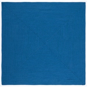Braided Blue 6 ft. x 6 ft. Solid Color Gradient Square Area Rug