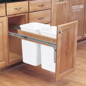 White Double Pull Out Top Mount Trash Can 27 qt.