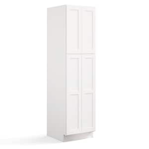 24 in. W x 24 in. D x 96 in. H in Shaker White Plywood Ready to Assemble Floor Wall Pantry Kitchen Cabinet