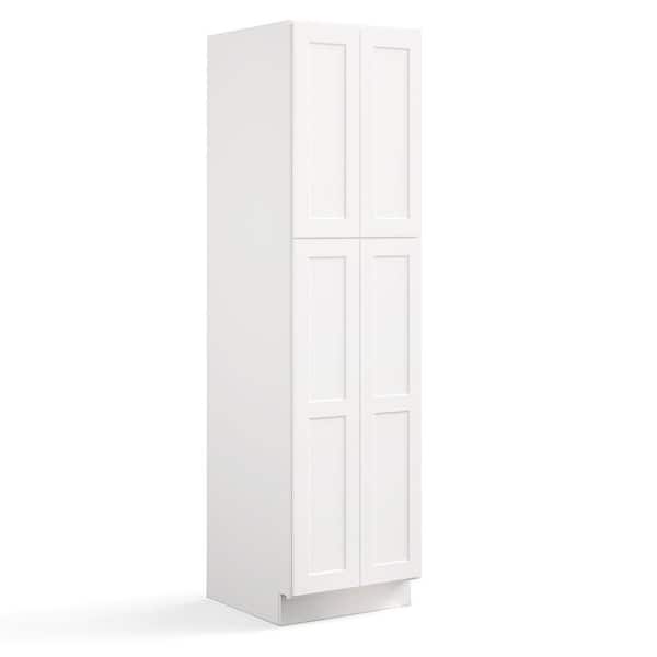 24 in. W x 24 in. D x 96 in. H in Shaker White Plywood Ready to Assemble Floor Wall Pantry Kitchen Cabinet