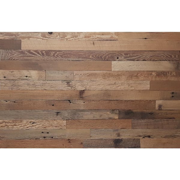 East Coast Rustic Reclaimed Barnwood Brown Natural 3/8 in. Thick x 2 in. W x Varying Length Solid Hardwood Wall Planks 20 sq. ft.