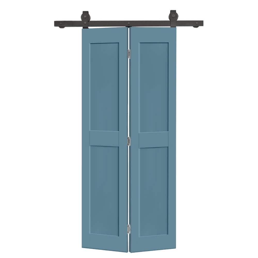 20 in. x 80 in. 2 Panel Shaker Hollow Core Dignity Blue Composite Bi-fold Door with Sliding Barn Door Hardware Kit price history on PriceWatchPro