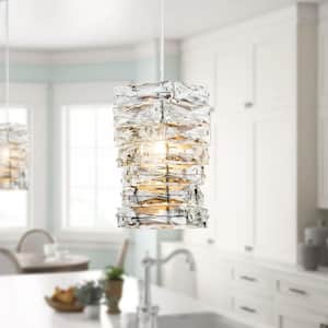 Perley 1-Light Chrome Crystal Cylinder Pendant Light