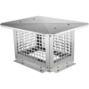 Chimney Cap 13 in. x 9 in. 304 Stainless Steel Fireplace Chimney Cover Fits Mesh Flue Covers Outside, Silver