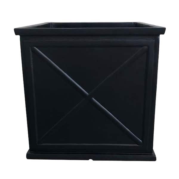 Southern Patio Parkway 12 in. x 12 in. Black Resin Composite Cube Planter Box