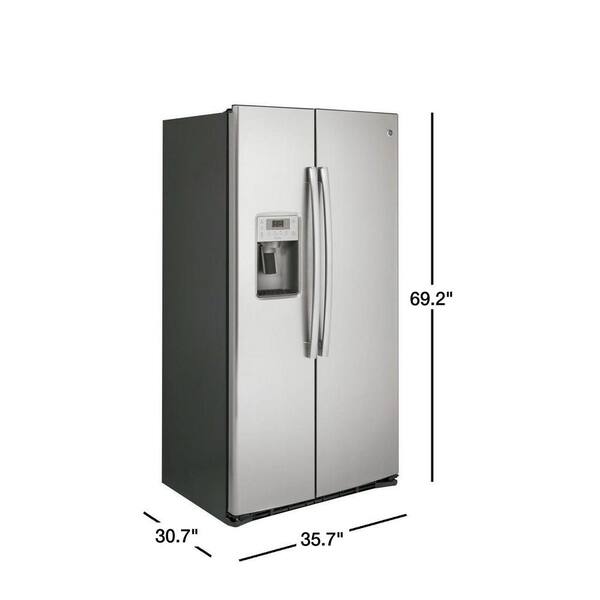 Ge Profile 21 9 Cu Ft Side By Side Refrigerator In Stainless Steel Counter Depth Pzs22mskss The Home Depot