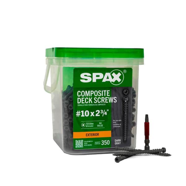 SPAX #10 x 2-3/4 in. Exterior Cylindric Head Composite Deck Screws Dark Gray Torx T-Star (350 Each) 5 LB Bit Included