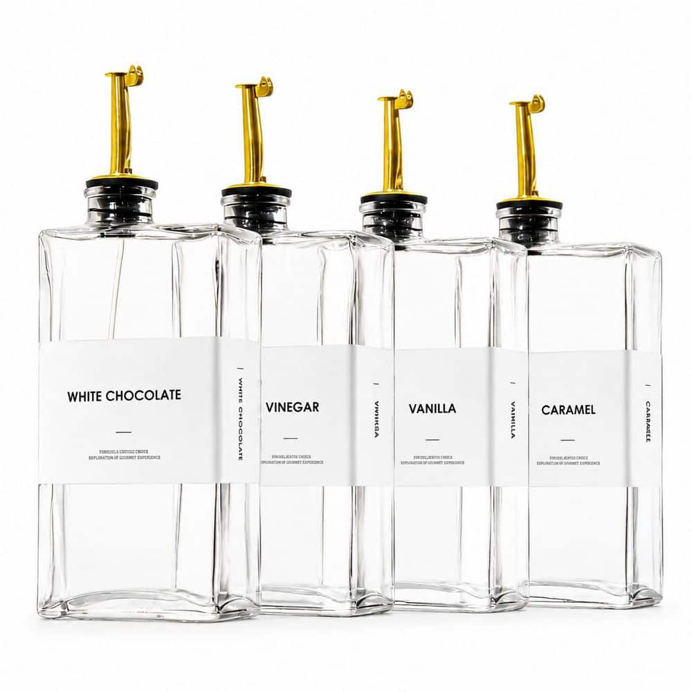 Glass Olive Oil and Vinegar Dispenser Set of 4, 17 oz Bottles with Stainless Steel Pourers and Labels price history on PriceWatchPro
