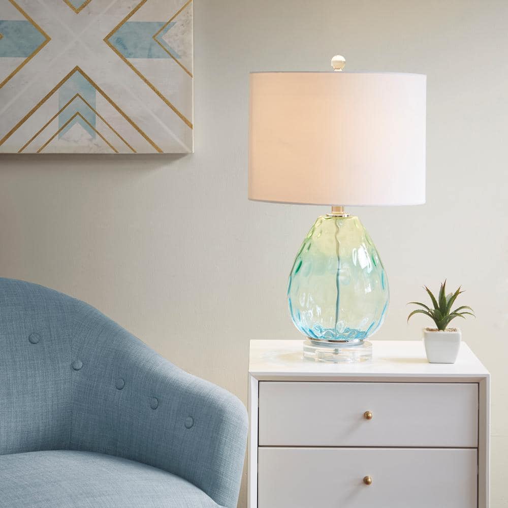 Borel Ombre Glass Table Lamp with White Drum Shade