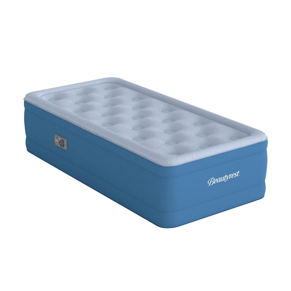 Beautyrest Twin Blue Vinyl 17" Raised Air Mattress with Built-in Pump