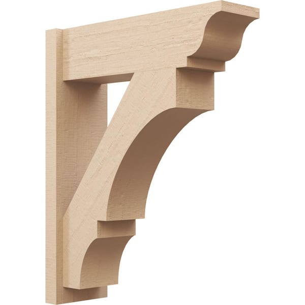 Ekena Millwork 8 in. x 32 in. x 26 in. Balboa Traditional Rough Cedar Woodgrain Timberthane Polyurethane Outlooker, Primed Tan