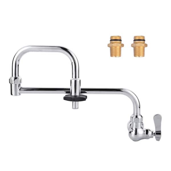 Commercial 8" Center Single Handle Wall Mount Kitchen Pot Filler Folding Faucet with 18" Swivel Jointed Spout in Chrome