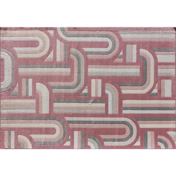 Unbranded At First Blush Geometric Modern Burgundy 8 ft. x 10 ft. Area Rug