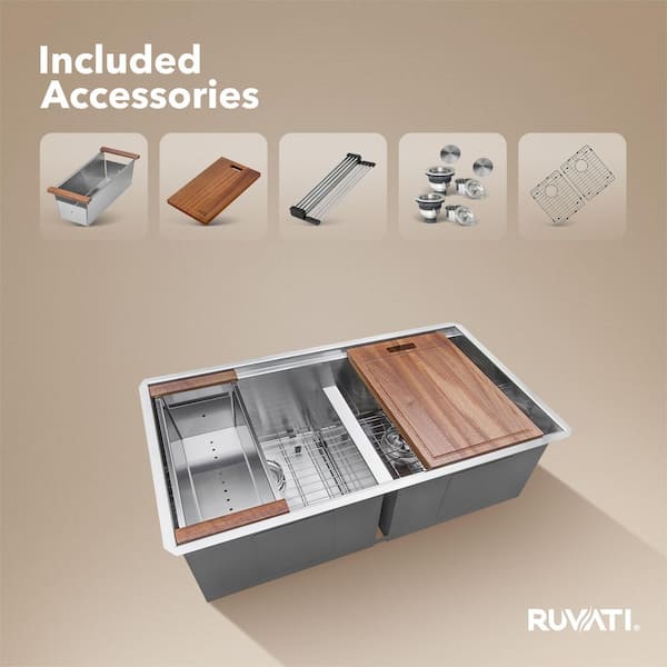 Ruvati Roma 30 in. Undermount 50/50 Double Bowl 16-Gauge Stainless