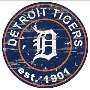 MLB Detroit Tigers 24 in. Distressed Wooden Circle Sign