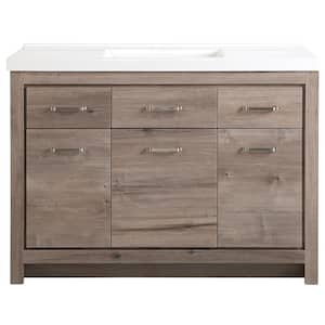 Prestbury 49 in. W x 21 in. D x 36 in. H Bath Vanity in White Washed Oak with Cultured Marble Vanity Top in White