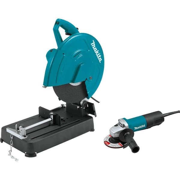 Makita 15 Amp 14 in. Cut-Off Saw and 4-1/2 in. Paddle Switch Angle Grinder