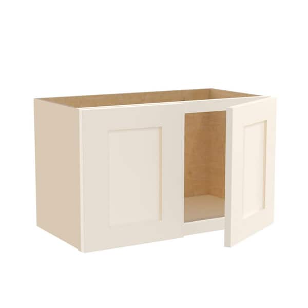 Home Decorators Collection Newport 24 in. W x 12 in. D x 15 in. H Assembled Plywood Wall Bridge Kitchen Cabinet in Blended Cream with Soft Close