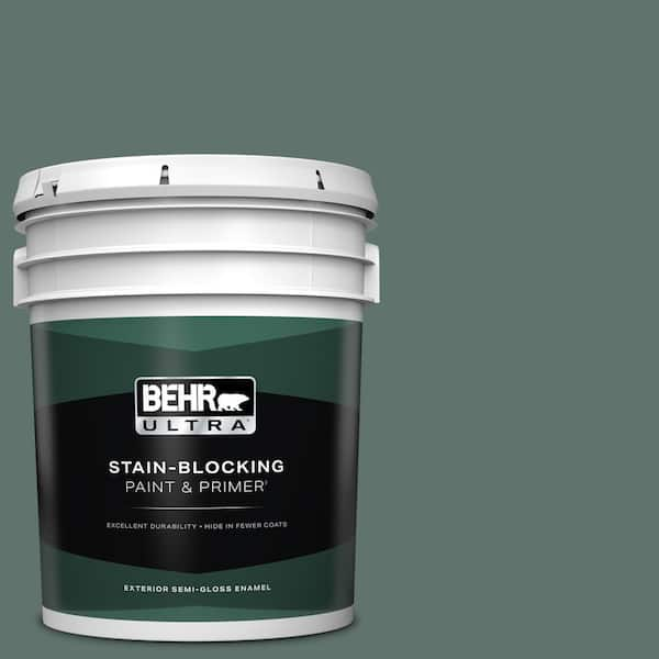 BEHR ULTRA 5 gal. #PPU12-17 Cameroon Green Semi-Gloss Enamel Exterior Paint & Primer