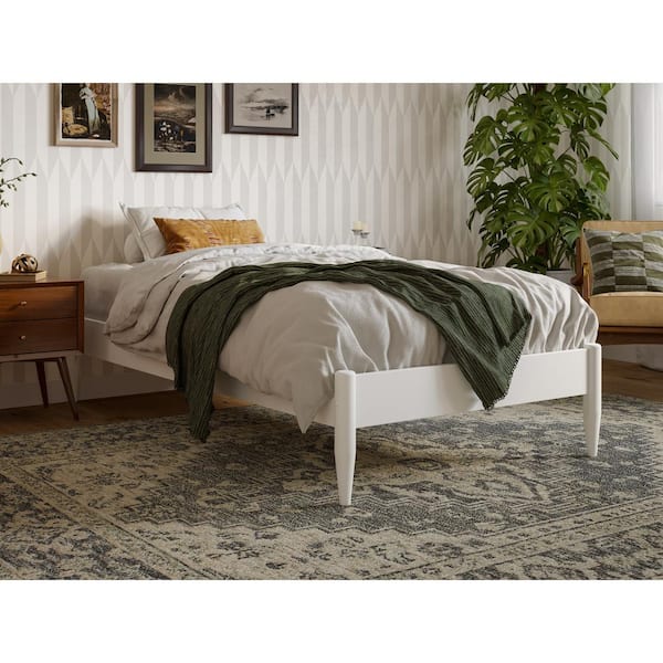 AFI Pasadena Mid Century Modern White Heavy Duty Solid Wood Frame Twin ...