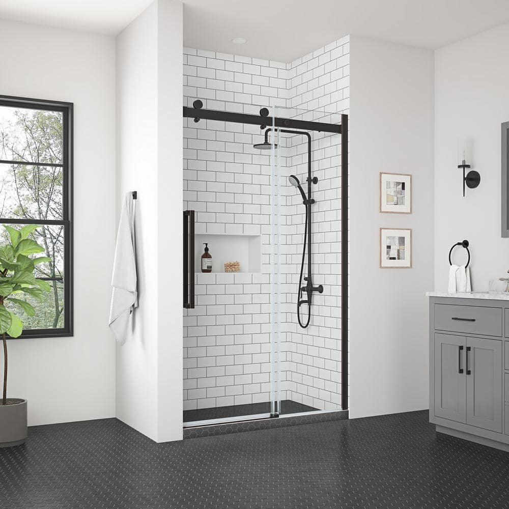 Bel 48" x 78.75" Oil-Rubbed Bronze Frameless Sliding Shower Door