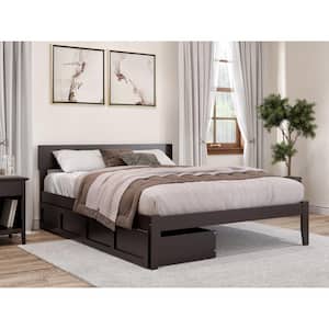 Boston Espresso Queen Solid Wood Solid Wood Storage Platform Bed with 2 Drawers