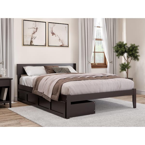 AFI Boston Espresso Queen Solid Wood Solid Wood Storage Platform Bed with 2 Drawers