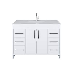 Capri 48 in. W x 22 in. D Bathroom Vanity in White with Microstone Vanity Top in White with White Basin