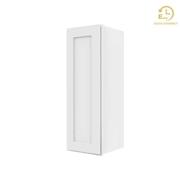 Easy-DIY 12 in. W x 12 in. D x 36 in. H Ready to Assemble Wall Kitchen Cabinet in Shaker White 1-Door-2 Shelves