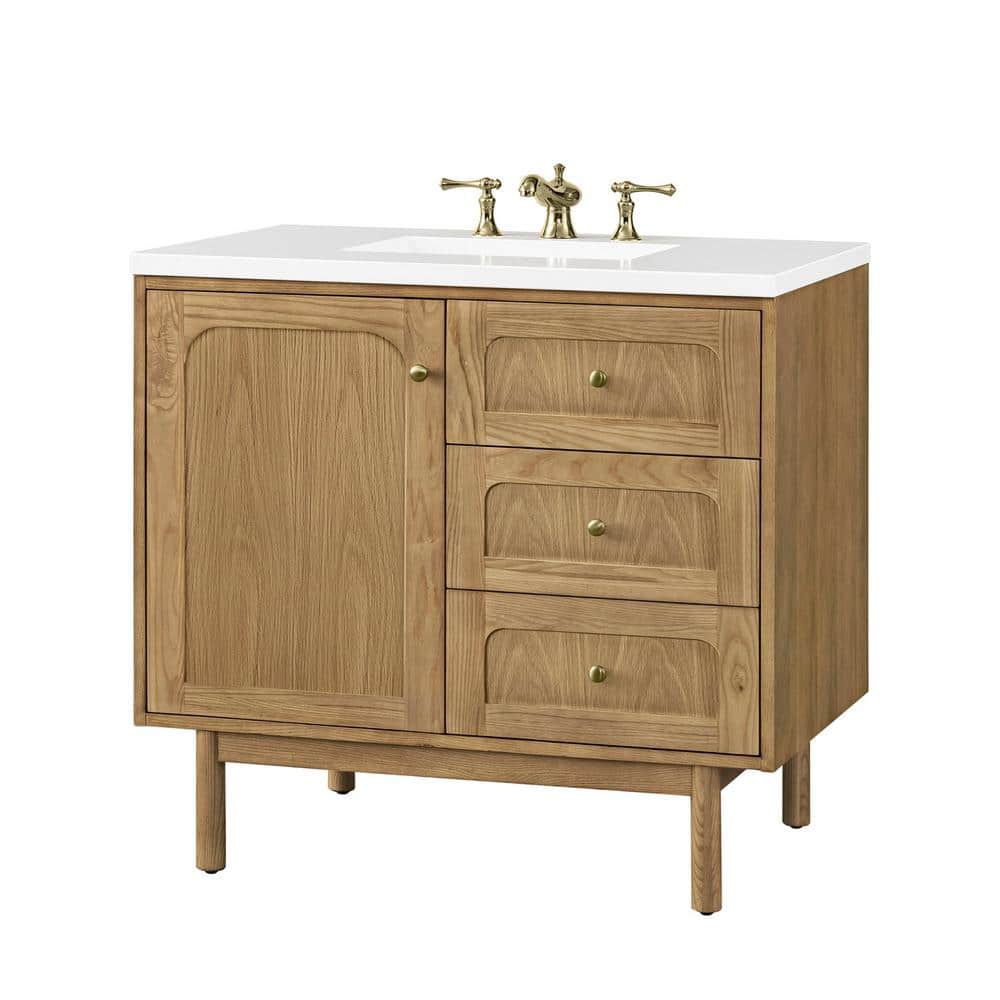 Laurent 36'' Light Natural Oak Single Vanity with Quartz Top