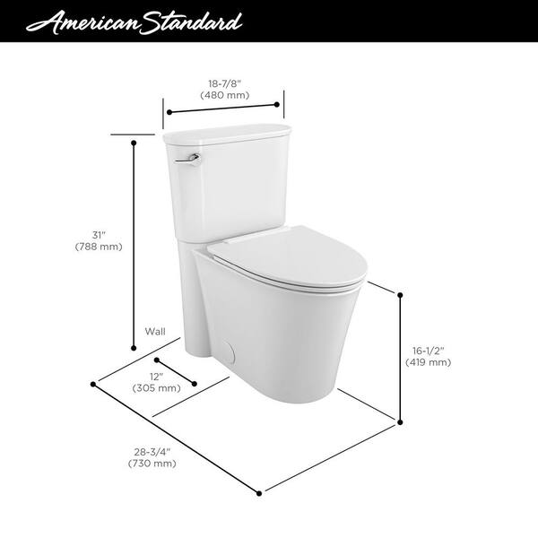 American Standard Studio S 1.28 GPF Toilet Tank - 12" Rough-In, Right-Hand Trip Lever, White