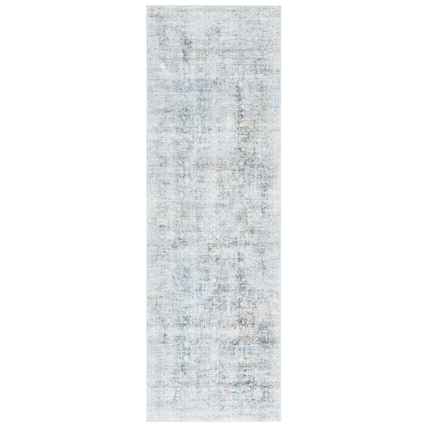 Arizona Beige/Charcoal 3 ft. x 12 ft. Machine Washable Distressed Border Ornate Runner Rug