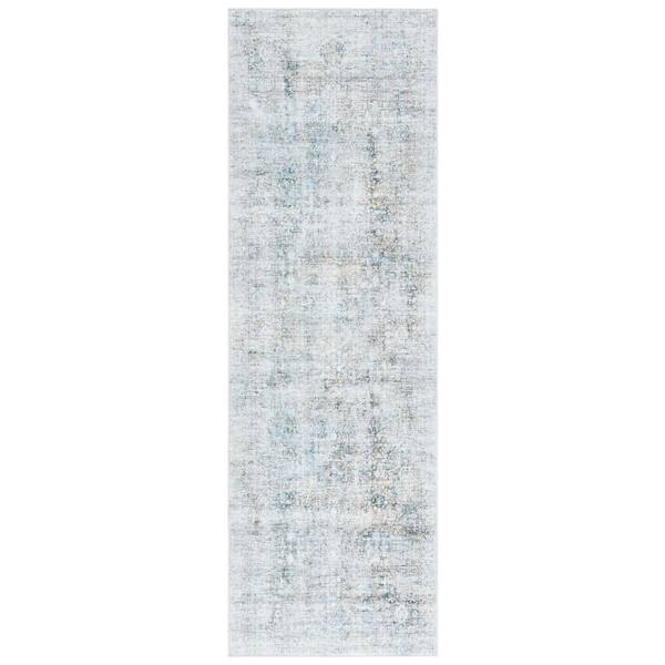 SAFAVIEH Arizona 3 ft. x 8 ft. Beige/Charcoal Machine Washable Distressed Border Ornate Runner Rug