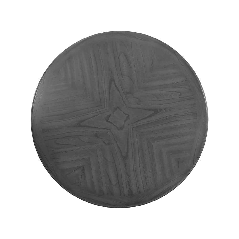 Gray Round Wood Dining Table Set with 4 Chairs