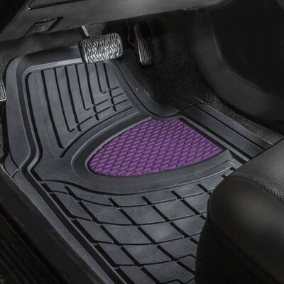Purple 4-Piece Premium Liners Tall Channel Trimmable Rubber Car Floor Mats - Full Set