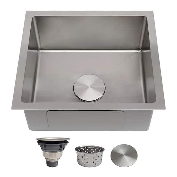 16 in. Undermount Bar Sink 18-Gauge Stainless Steel Single Bowl Kitchen Sink 16x18 in. Prep Sink for Wet Bar Outdoor RV