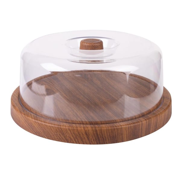 Gold Steel Round Cake Dish With Transparent Acrylic Cover And Rose Gold  Crown -MSJ-2947