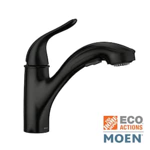 Brecklyn Single Handle Pull Out Sprayer Kitchen Faucet with Power Clean in Matte Black