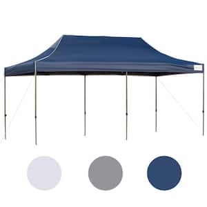 10 ft. x 20 ft. Pop Up Canopy Tent with Sidewalls Doors, Instant Tents with Wheeled Carry Bag, Height Adjustable Blue