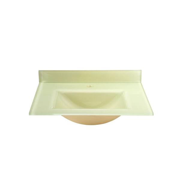 RYVYR 37 in. Glass Vanity Top in European Yellow with European Yellow Integral Basin