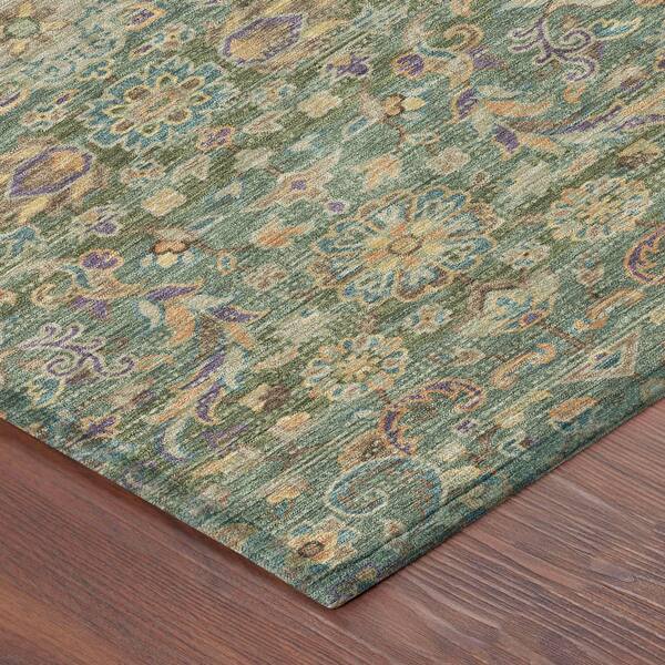 Chantille Machine Washable Indoor/Outdoor Abstract ACN2485 Basil 8 ft. x 8 ft. Round Rug