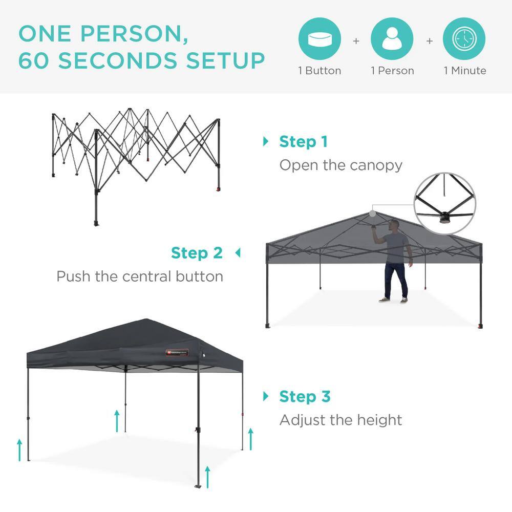 Gray 10x10ft Steel Pop-Up Canopy Tent with Wheeled Case