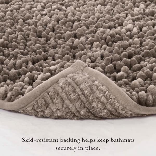HOMEIDEAS 2 Pieces Bathroom Rugs, Non Slip Absorbent Velvety-Soft Butter  Chenille Bath Mat Set (Grey)