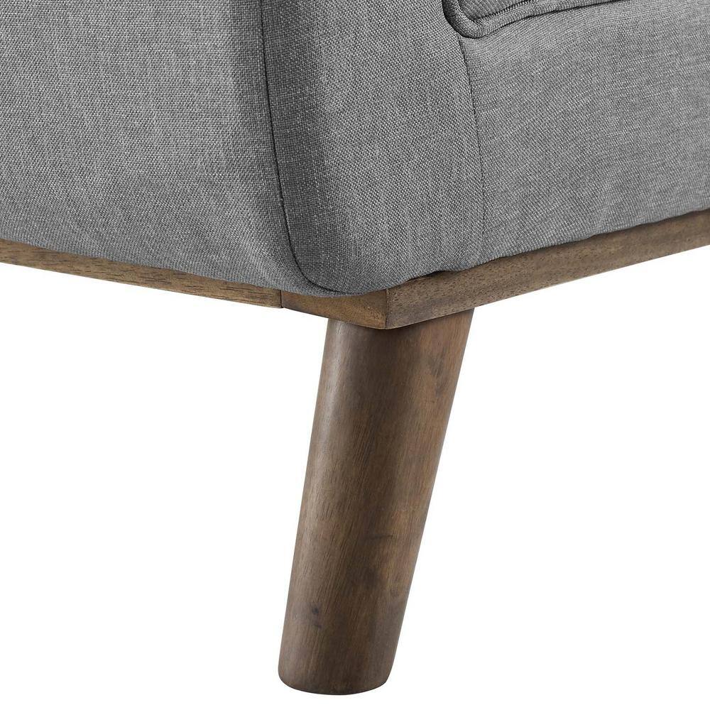 Haven Light Gray Tufted Fabric Mid-Century Accent Bench