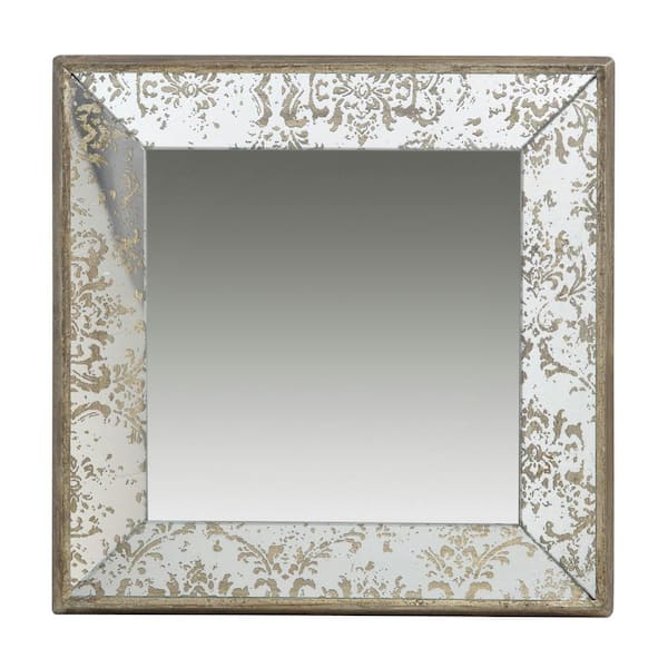 24 in. W x 24 in. H Square Wood Framed Wall Bathroom Vanity Mirror with ...