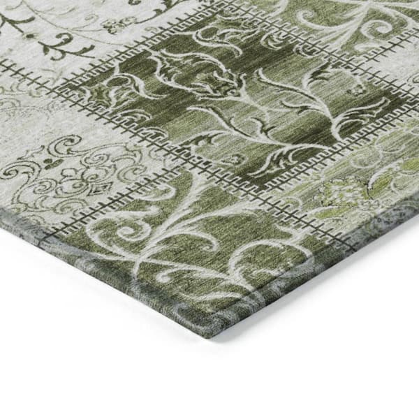 Green 10 ft. x 14 ft. Woven Plaid Rectangle Indoor/Outdoor Area Rug