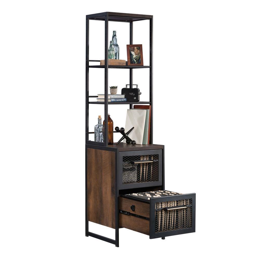 Barrel Oak Adjustable File Tower with Metal Frame